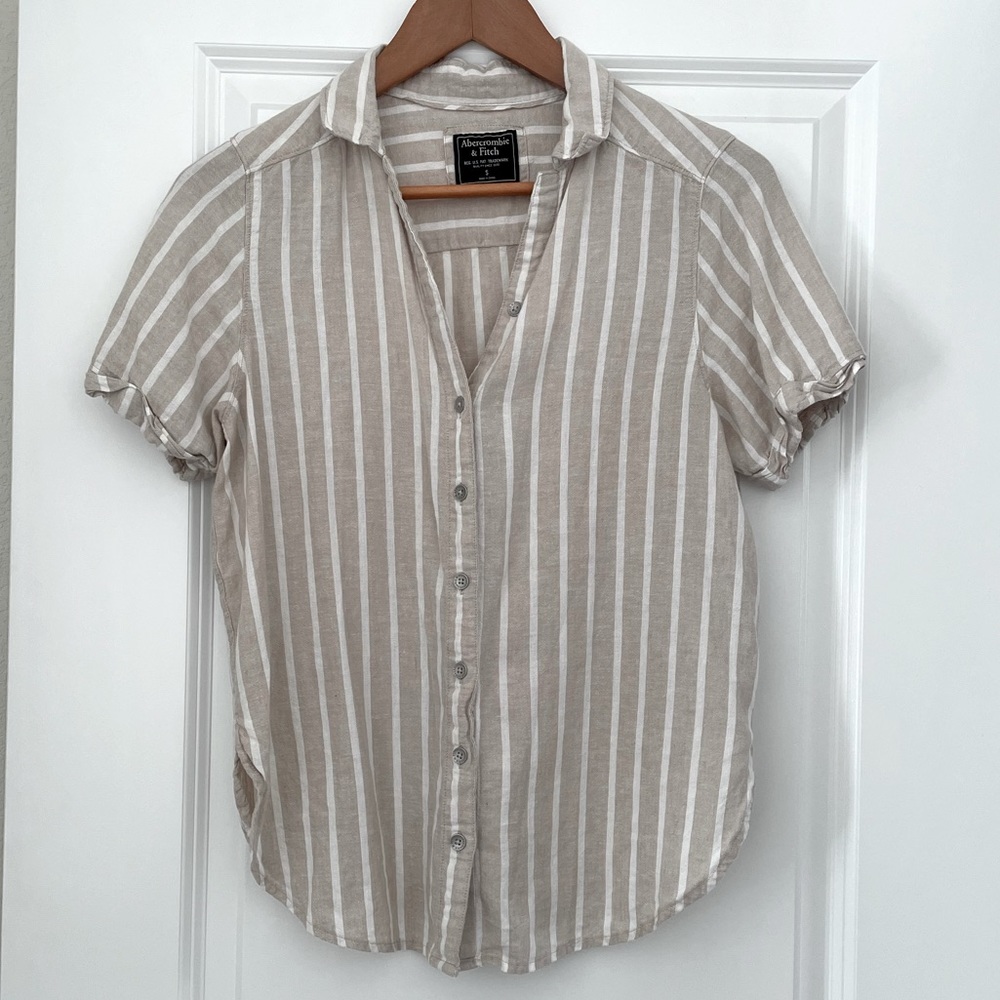 Abercrombie short Sleeve Striped Button Up Shirt